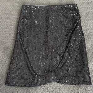 LOFT Shimmering Silver Sequin Skirt